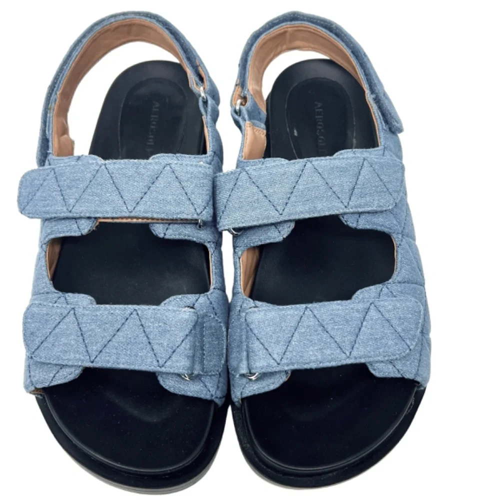 Aerosoles women's Lamirca blue quilted adjustable sandals size 12M